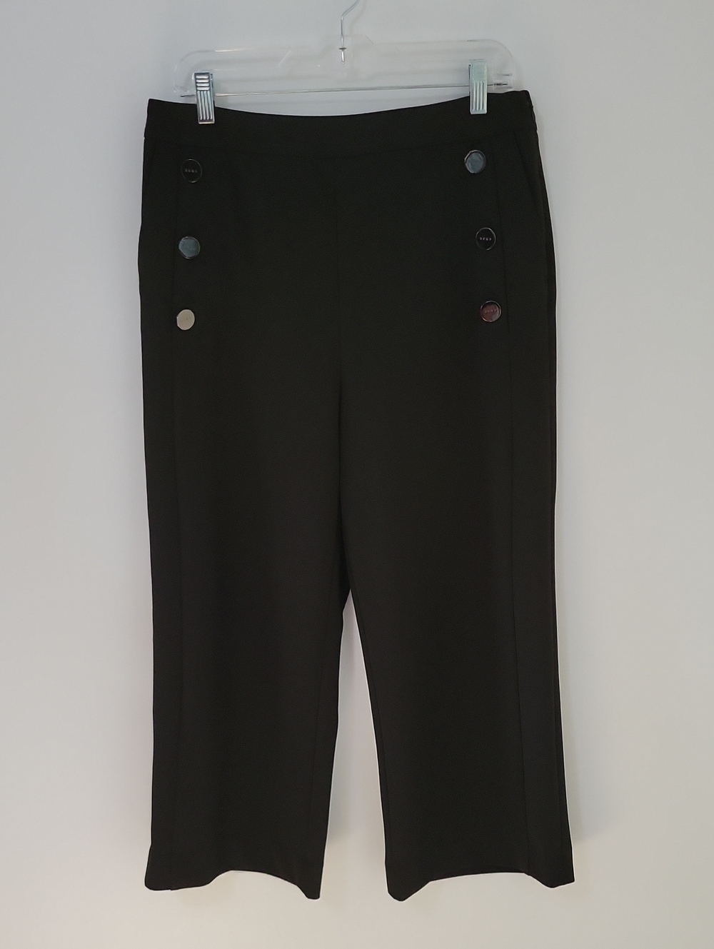 DKNY Black High-Waist Wide-Leg Pants, Size 10